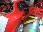 Gutted door, converted to manual roll up windows.