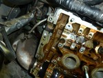 Primary oil leak area, dirty.